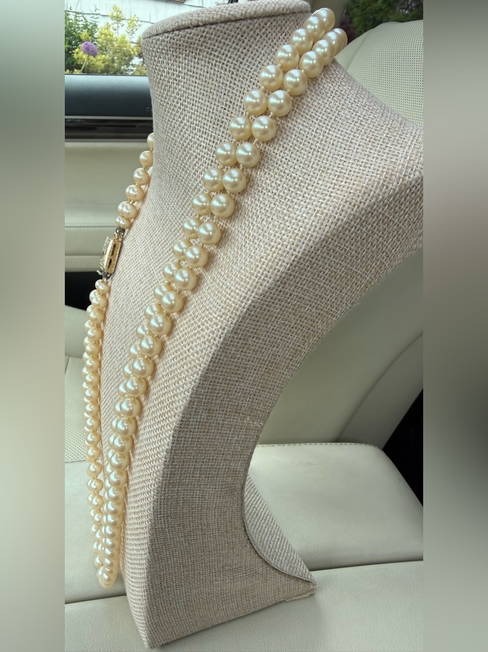Vendome Classic Double Strand Champagne Pearl Necklace with Gold Clasp -vintage - Picture 5 of 10